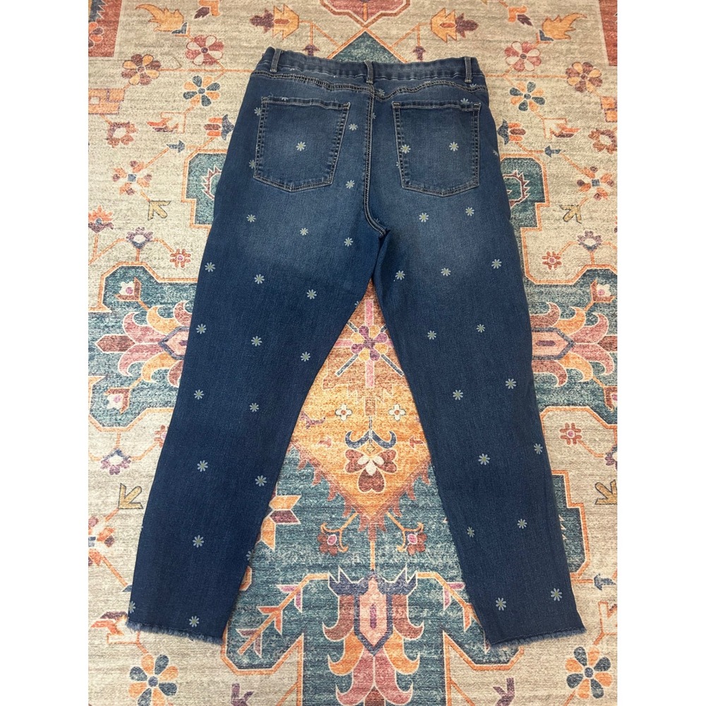 Daisy print dopamine high rise stretch fun funky Jeans junior sz 17 women sz 14 - Picture 8 of 8